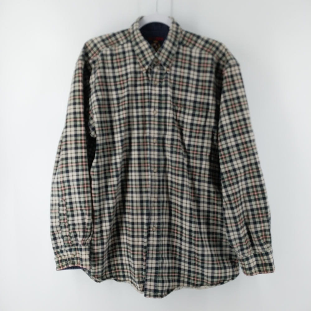 IVY CREW Plaid Checkered Dark Green Casual Work  Shirt for Men Size XL